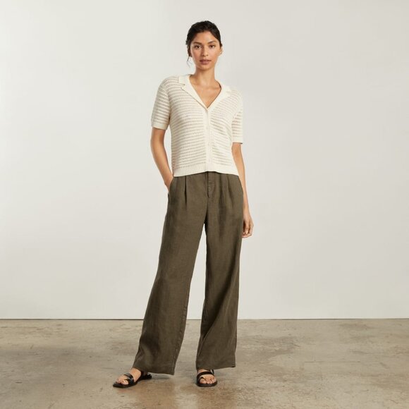 NWT Everlane Linen Way-High Drape Pant in Beech Size 6 Beech - Picture 2 of 9